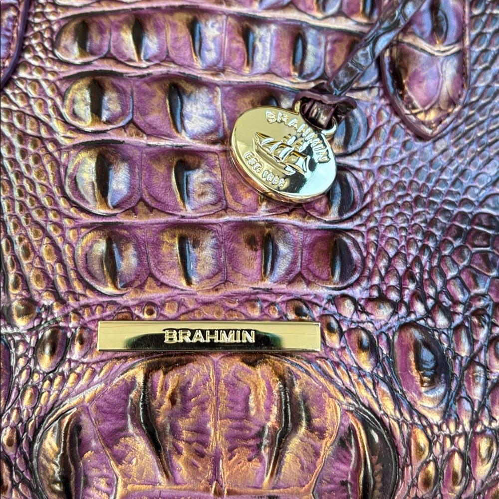 Brahmin Marissa Purple Croc-Embossed Satchel Bag - Women - Picture 8 of 8